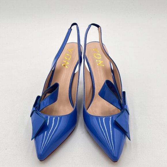 YDN Sky Blue Stiletto Heel Pumps Bow Pointed Toe Slingback Slip on Dress Shoes - Picture 3 of 8